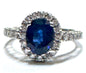 14k White Gold 2.50 ct Saph 1/2 cttw Diamond Ring Size 7