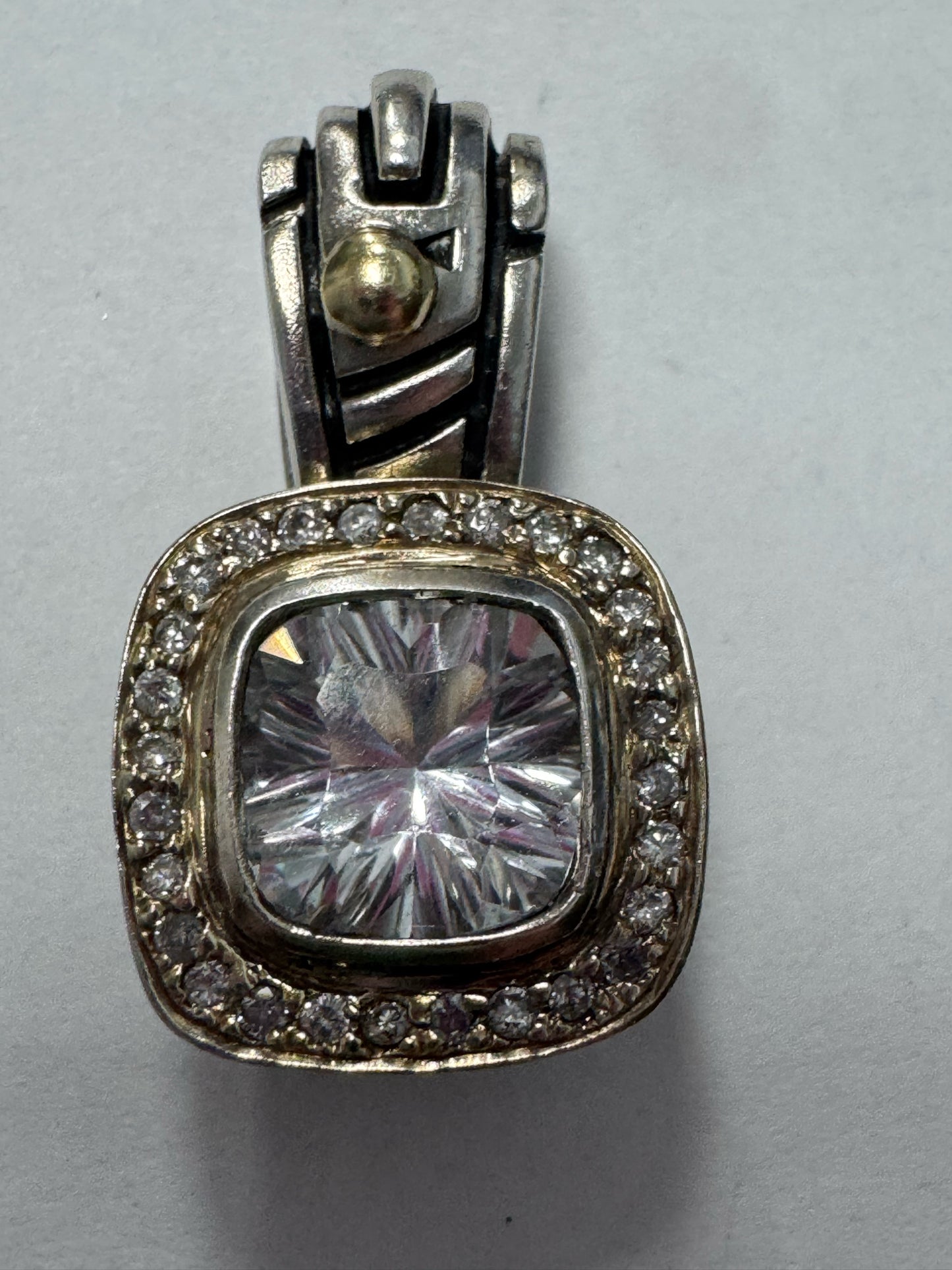 John Atencio 18k Gold & Sterling Silver Diamond Pendant Enhancer