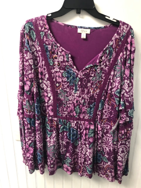 Purple Floral Style & Co. Long Sleeve Shirt Women's
