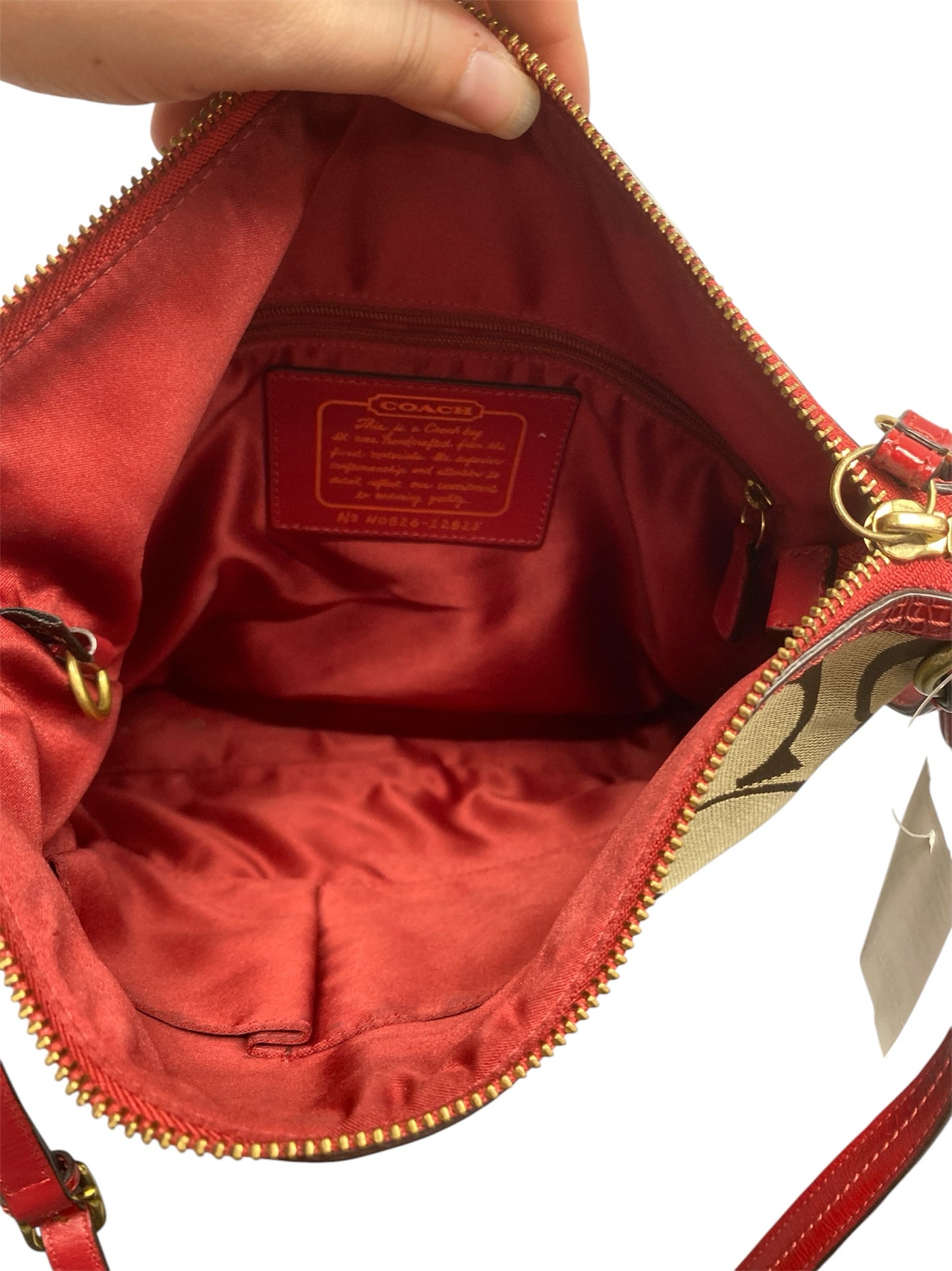 Designer Coach Beige/Red Crossbody