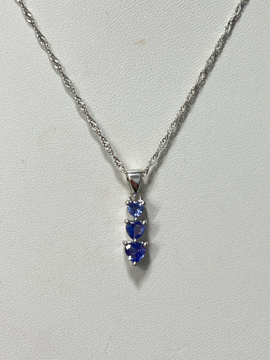 Sterling Silver Tanzanite Pendant & Necklace Chain JTV New