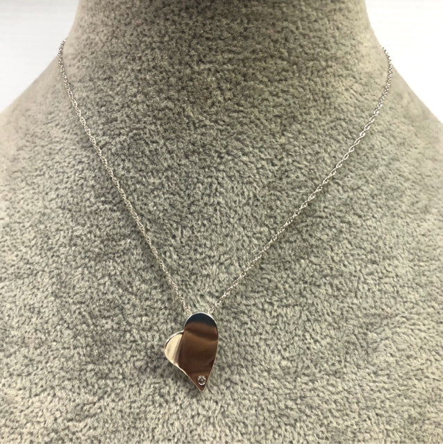 Sterling  Heart/DI.03ct Pendant/Necklace
