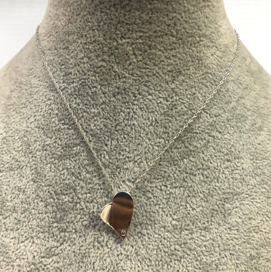Sterling  Heart/DI.03ct Pendant/Necklace