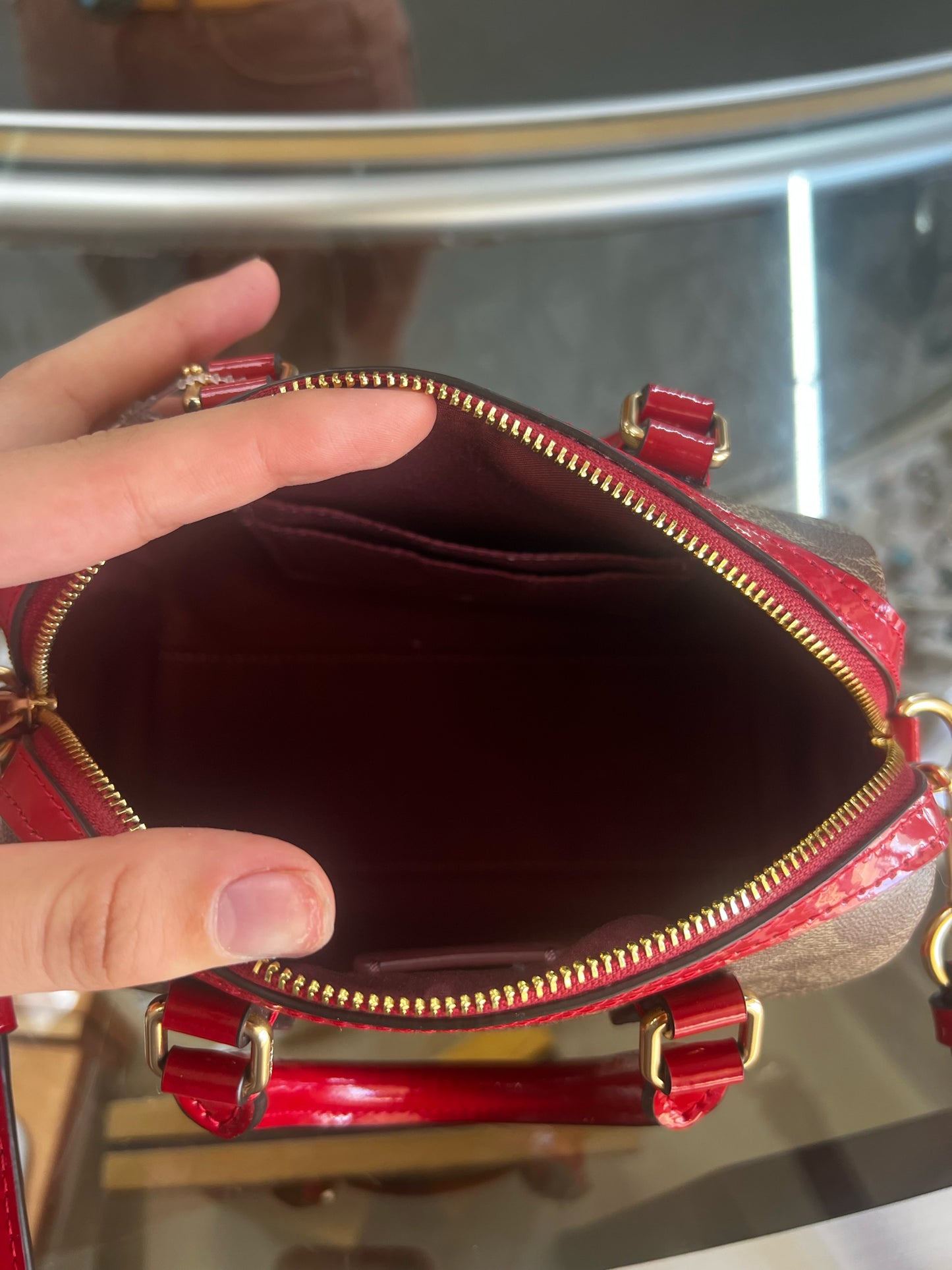 Designer Coach Red/Brown Crossbody