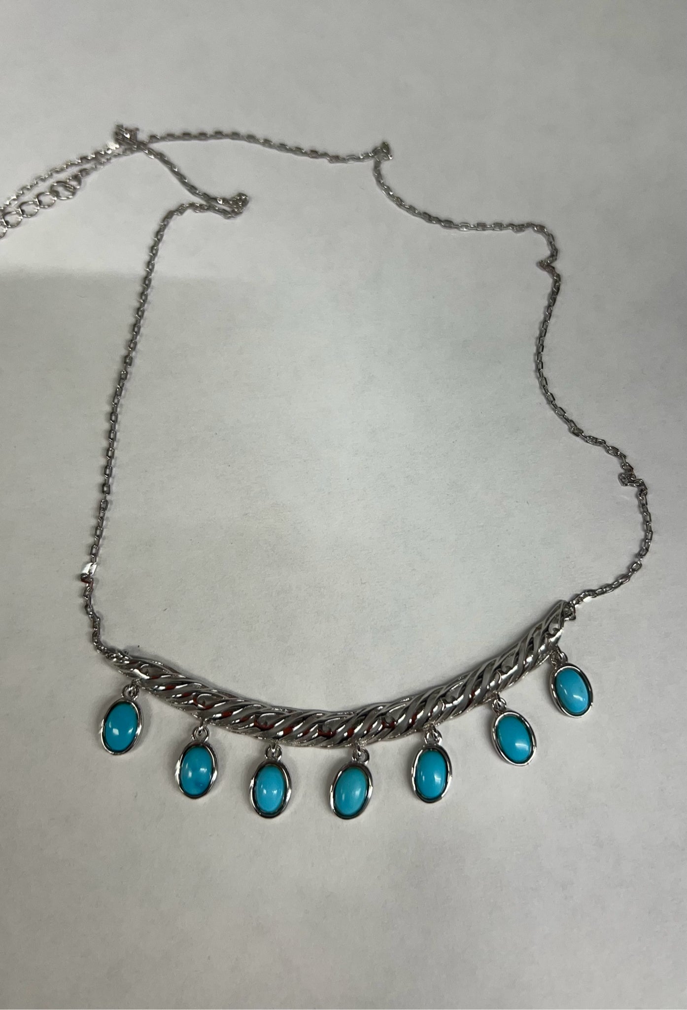 Sterling Silver Sleeping Beauty Turquoise Necklace New JTV