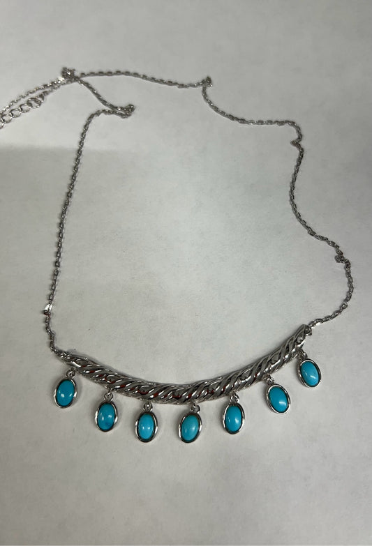 Sterling Silver Sleeping Beauty Turquoise Necklace New JTV