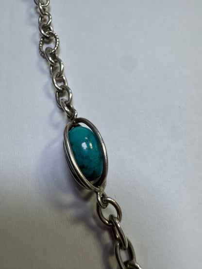 WHITNEY KELLY Necklace WK 925 China Sterling Silver Turquoise Necklace 26"