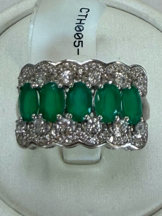 Sterling Silver Emerald Ring Siz e 8 JTV