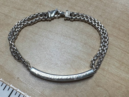 David Yurman Sterling Silver Onyx ID Bracelet 8.5" Double Row