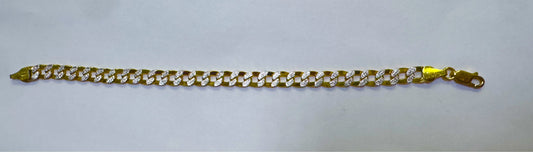 Gold Over Sterling Silver 2 Tone Bracelet 7"