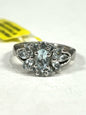 Chuck Clemency STS Sterling Silver Faint Blue Aquamarine Cluster Ring Size 5