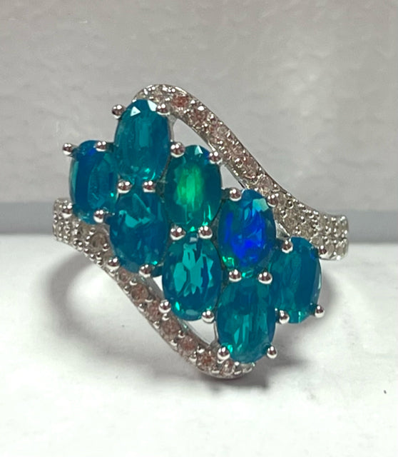 Sterling Silver Miami Blue Welo Opal Ring JTV Size 8