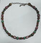 Carolyn Pollack Sterling Silver & Brass Rhodonite Beads Pink Green Necklace Adj