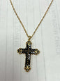 Gold Over Sterling Onyx Cross Pendant & CHain New JTV