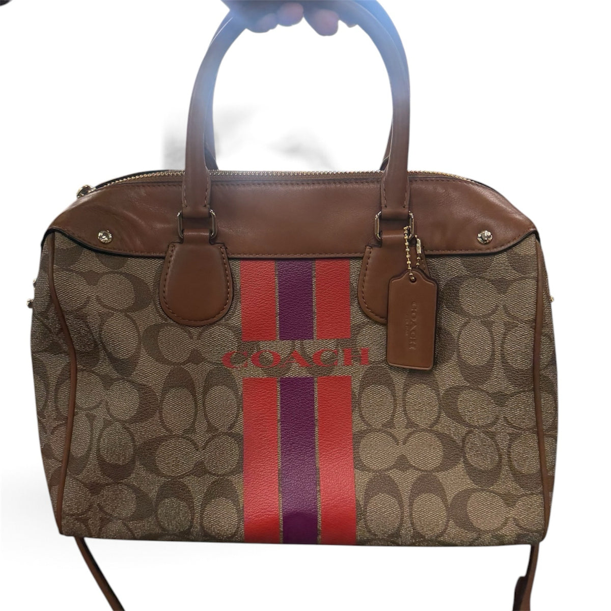 Designer Coach Beige/Multi-color Handbag