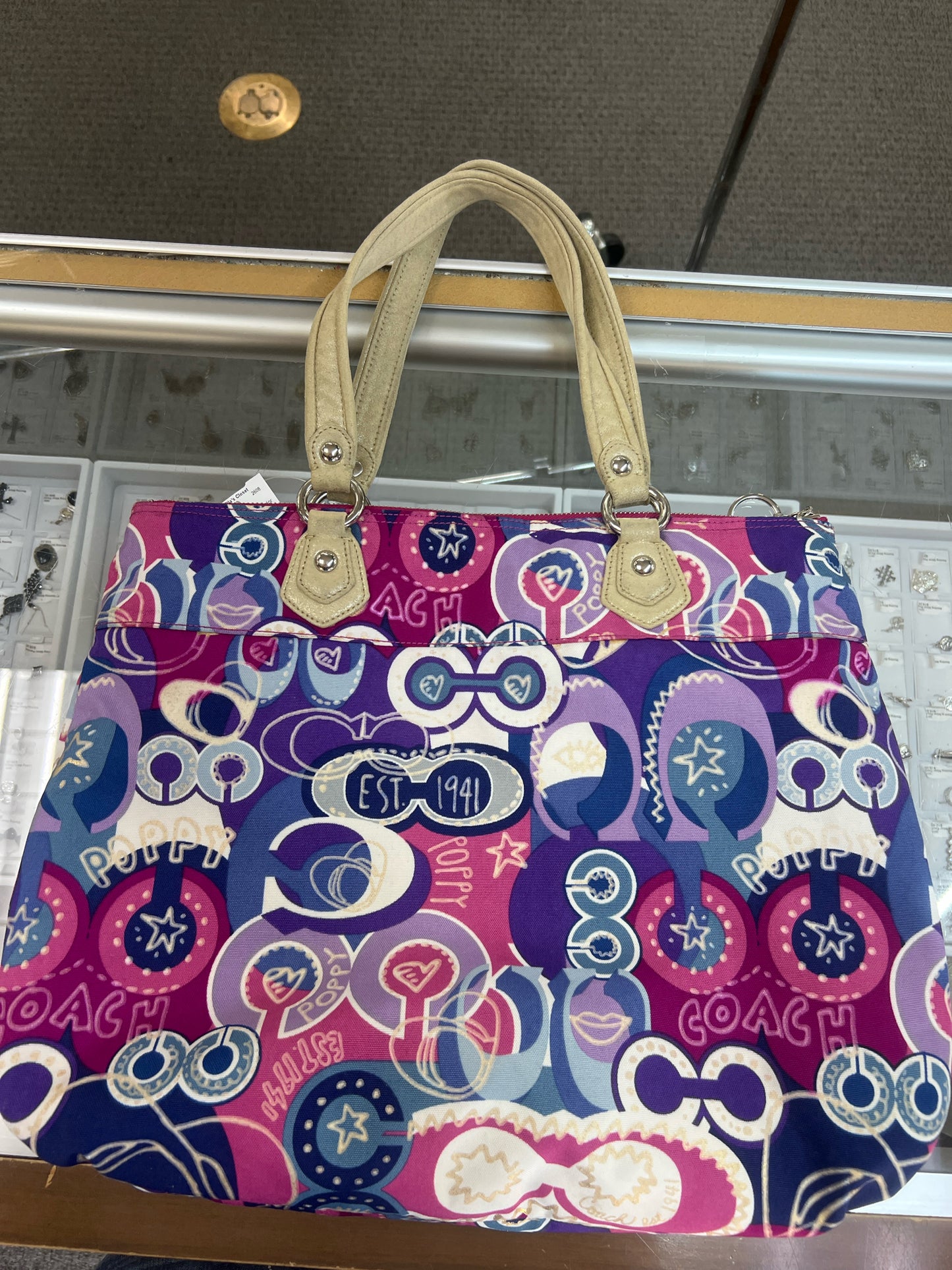 Designer Coach Purple/Multi-Color Handbag