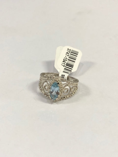 Sterling Silver Blue Topaz Ring Size 9.5