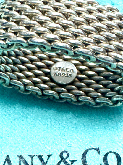 Tiffany & Co. Sterling Silver Somerset Flexible Mesh Ring .40" Wide Size 8