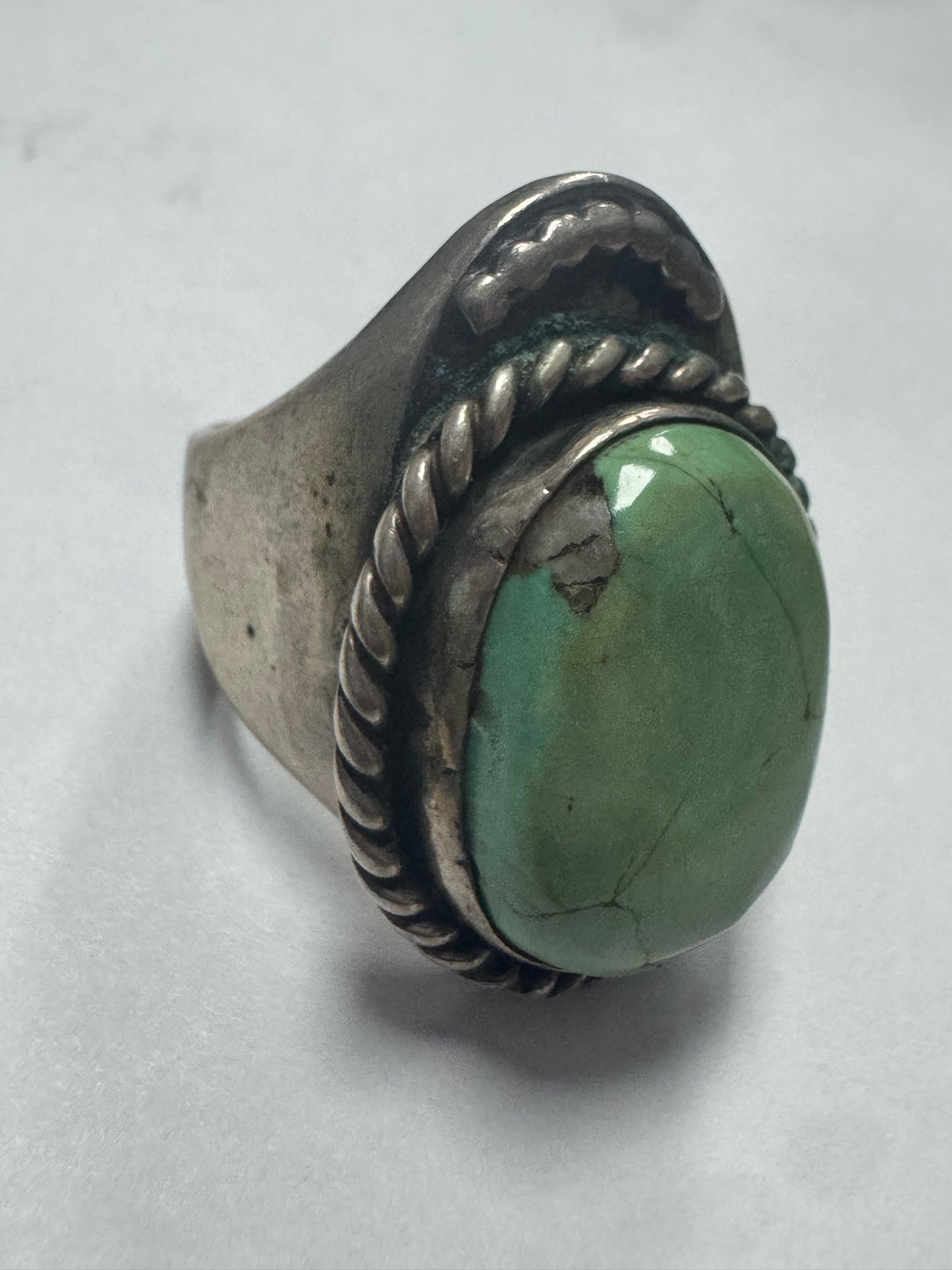 Native American Sterling Silver Ring Heavy Massive 33g Turquoise Size 11