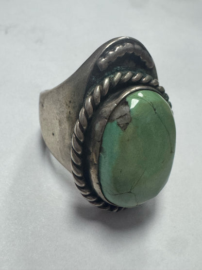 Native American Sterling Silver Ring Heavy Massive 33g Turquoise Size 11