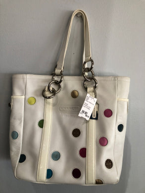 Designer White/Multi-Color Coach Handbag