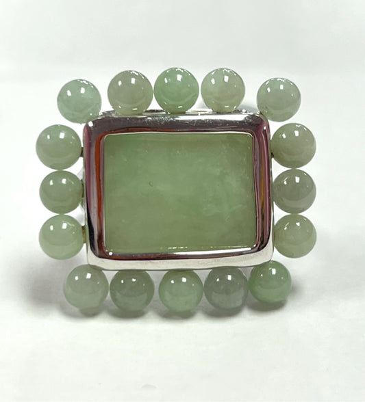 Sterling Silver Jade Ring Size 7