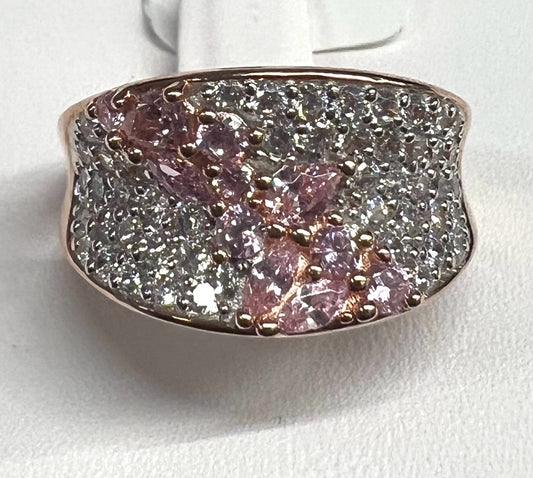 Gold Over Sterling Silver Pink CZ Ring New w/ Tags JTV Size 9
