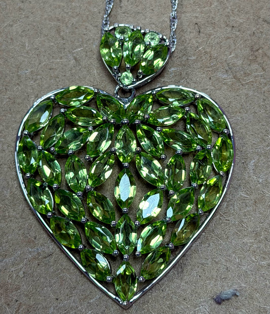 Sterling Silver Peridot Pendant & Necklace New JTV