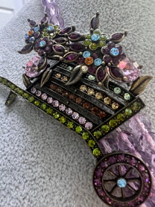 Heidi Daus Flower Wagon 3 Row Purple Bead  Necklace 18" - 23"
