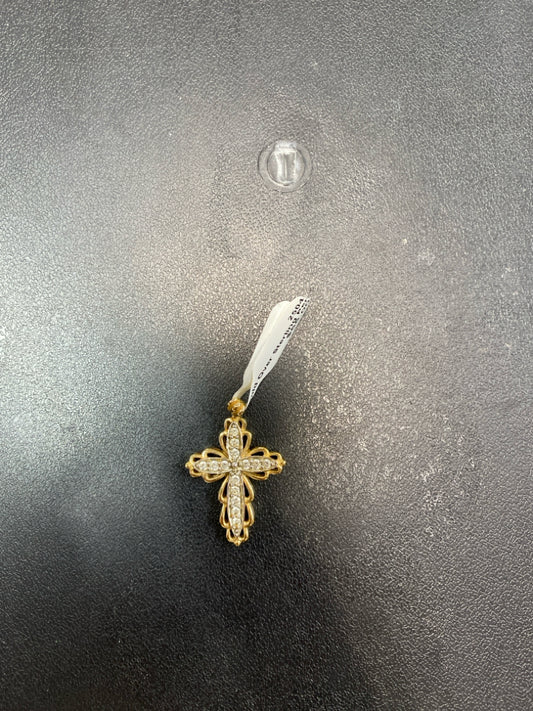 Gold Over Sterling Pendant CZ Cross