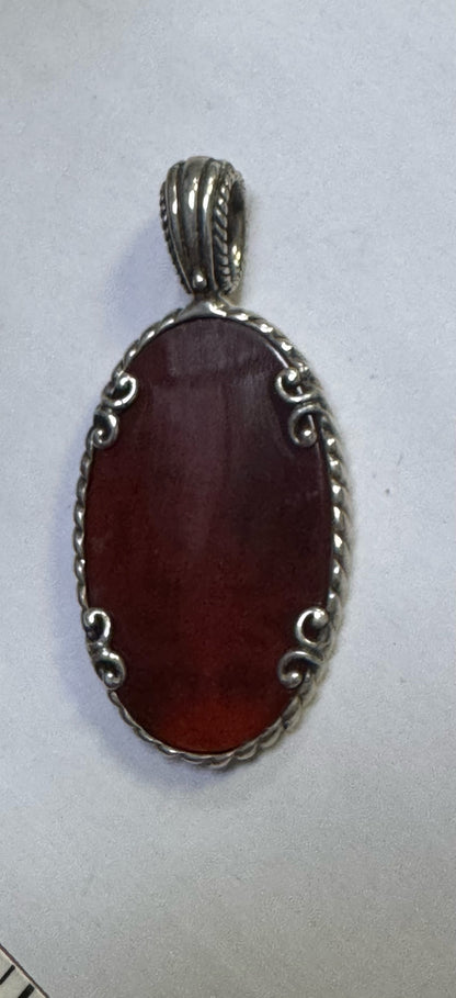 Carolyn Pollack Sterling Silver & Brass 2.75" Pendant Enhancer Lapis Carnelian