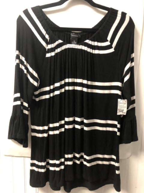 Black/White INC International Concepts Long Sleeve Shirt Women's