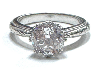 Tacori CZ Cubic Zirconia Ring 925 Sterling Silver Size 7 Etched Band