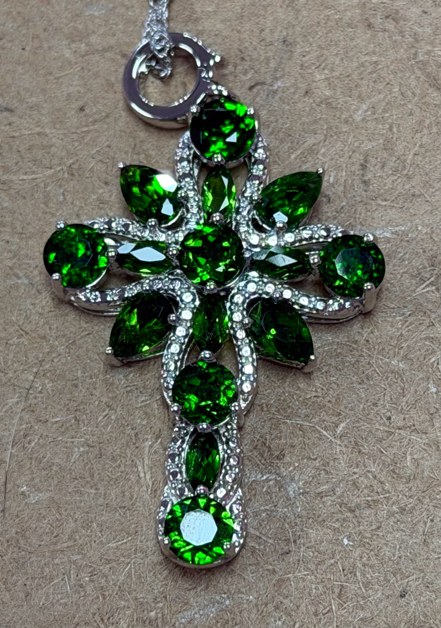 Sterling Chrome Diopside Pendant Chain New JTV