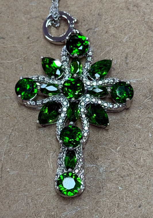 Sterling Chrome Diopside Pendant Chain New JTV