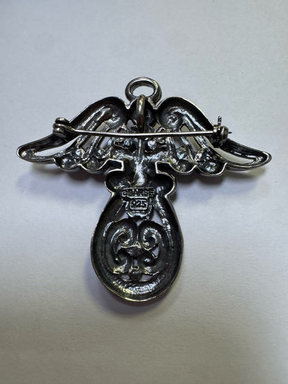 Sterling Silver 925  Barse Angel Pin Brooch Pendant 1" x 1.10"