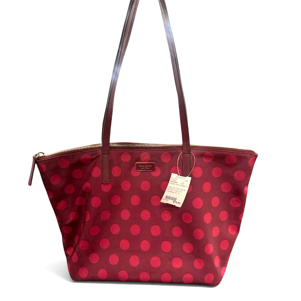 Designer Kate Spade Maroon Polka Dot Handbag