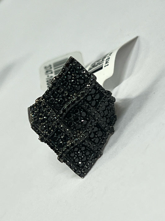 Sterling Silver Black Spinel ring Size 8 JTV New