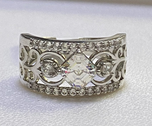 Sterling Silver Ring Size 8 CZ Band