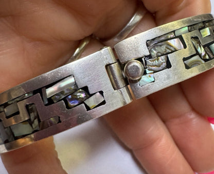 VTG TAXCO Signed Sterling Silver 925 Panel TR-191 Inlaid Bracelet