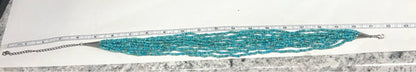 Carolyn Pollack Sterling Silver Beaded Turquoise 10 Strand Necklace Adj 17"-21”