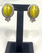 Sterling Silver Earrings Yellow Cabochon Oval