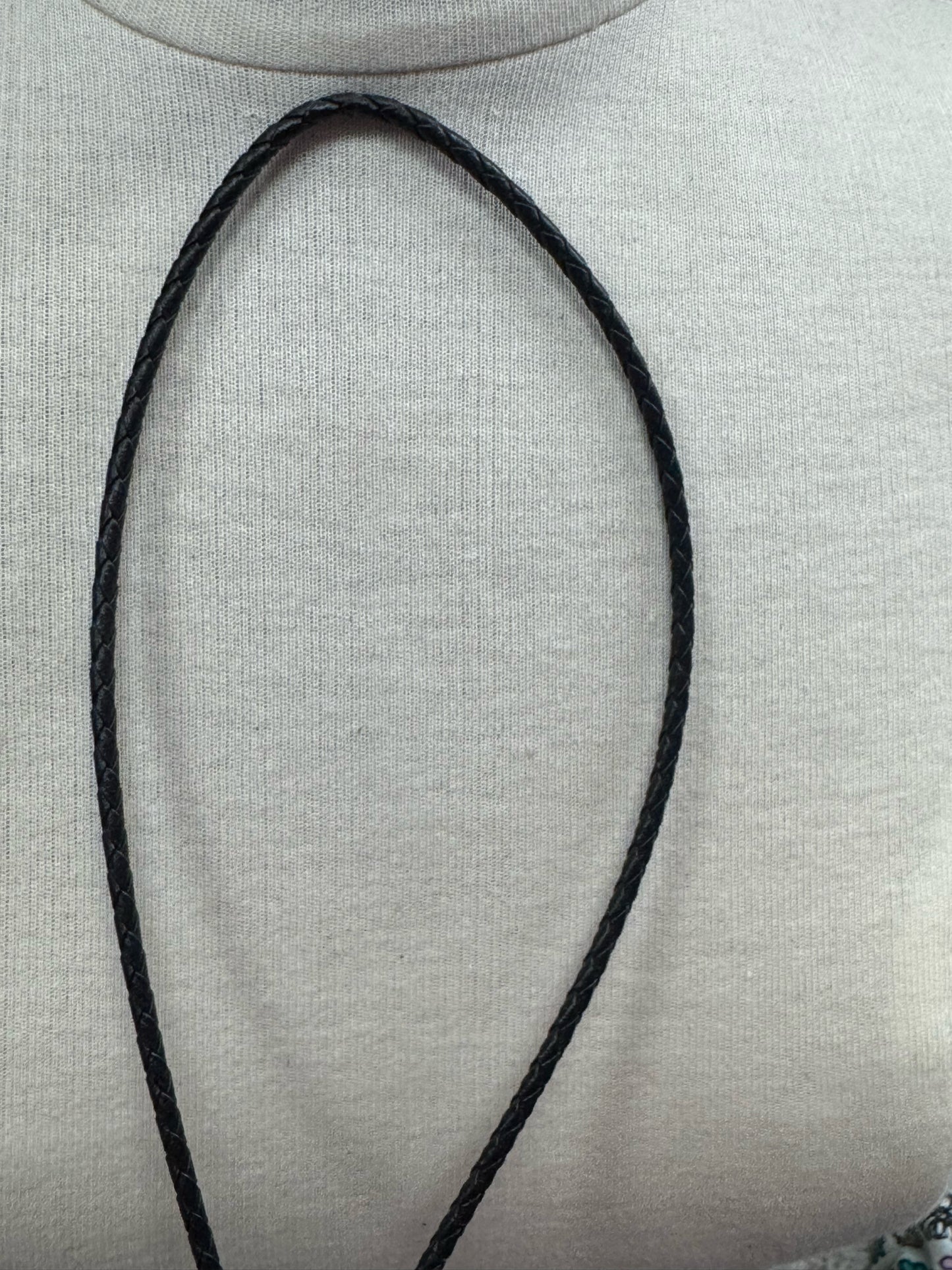 Sterling Silver Onyx Navajo Vintage Native American 1.5" x 1.25" Bolo Tie