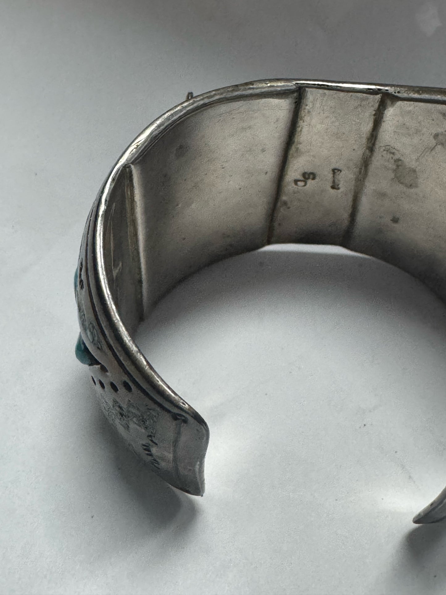 William Singer Sterling Silver 2" Wide Coral & Turquoise Inlaid Watch Cuff 132g