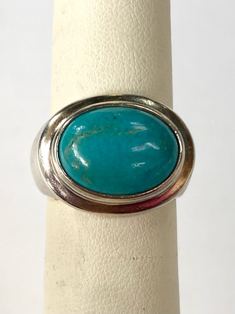 ESPO SIG Joseph Esposito 925 Sterling Silver Vintage Real Turquoise Ring Size 8