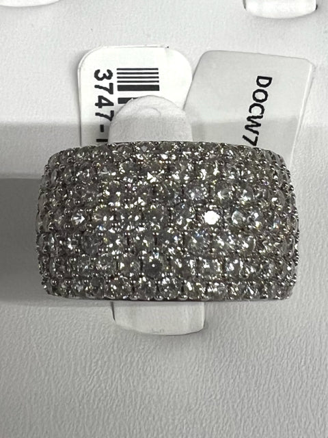 Sterling Silver Pave 3.58 ct tw White Zircon Band Ring JTV New w/ Tags Size 8