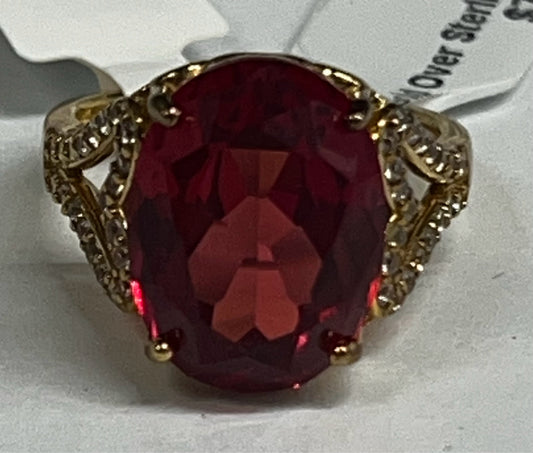 Gold Over Sterling CZ Ring  New w/ Tags Size 8 JTV