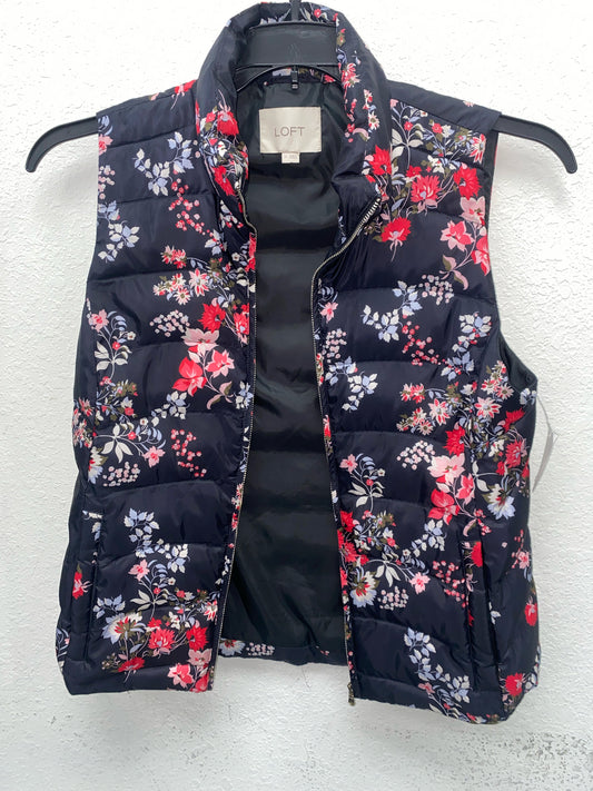 Black Floral Loft Winter Vest Women's