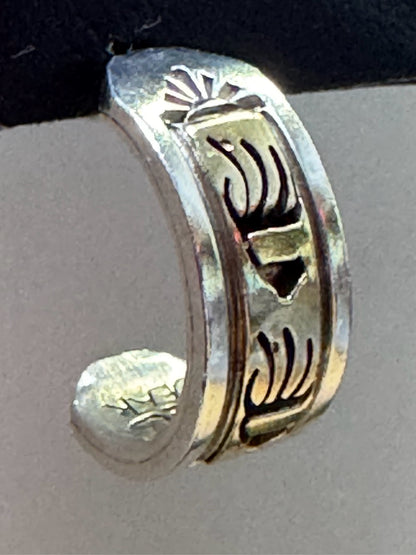 Rhoda Jack 14K Yellow Gold & Sterling Silver Native Bear Half Hoop Earrings