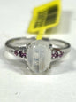 Chuck Clemency STS Sterling Silver Moonstone & Pink Tourmaline Ring Size 6